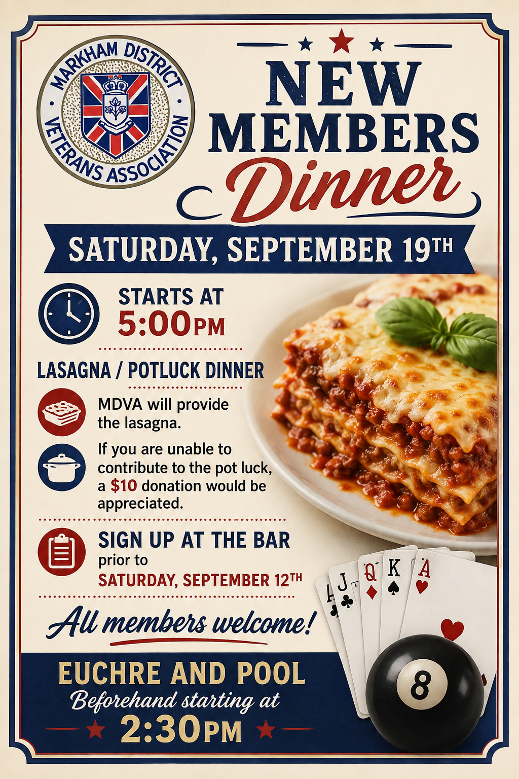 New Members Dinner - Saturday September 19th