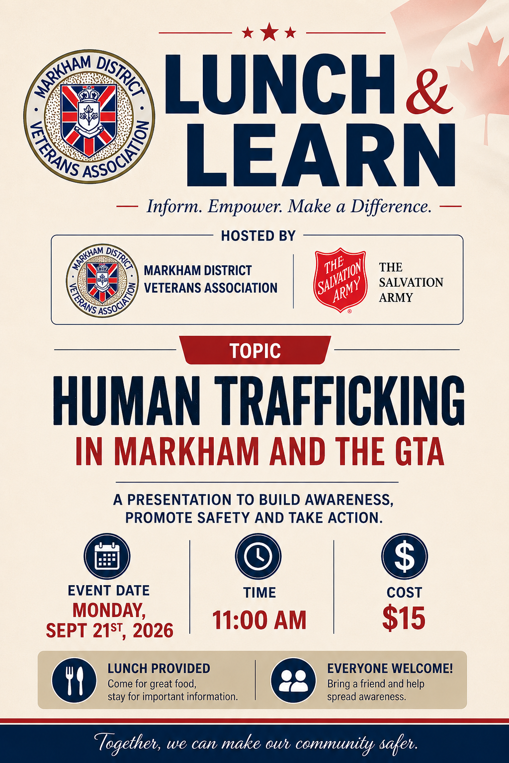 Lunch and Learn: Human Trafficking - Monday, September 21st