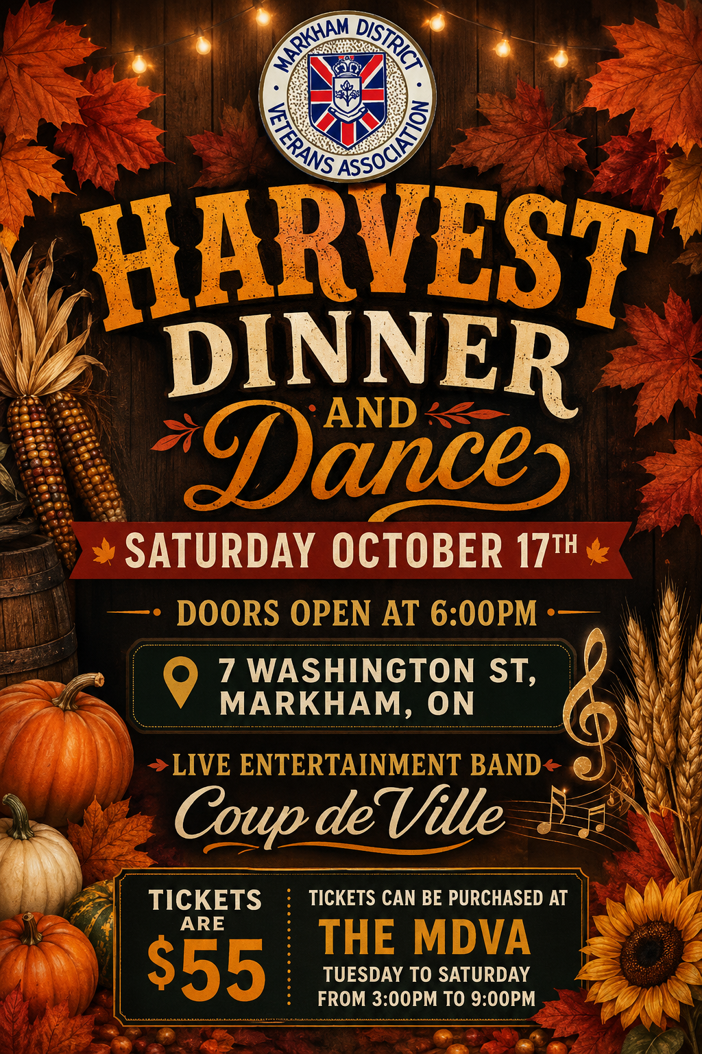 Harvest Dinner and Dance - Saturday, October 17th