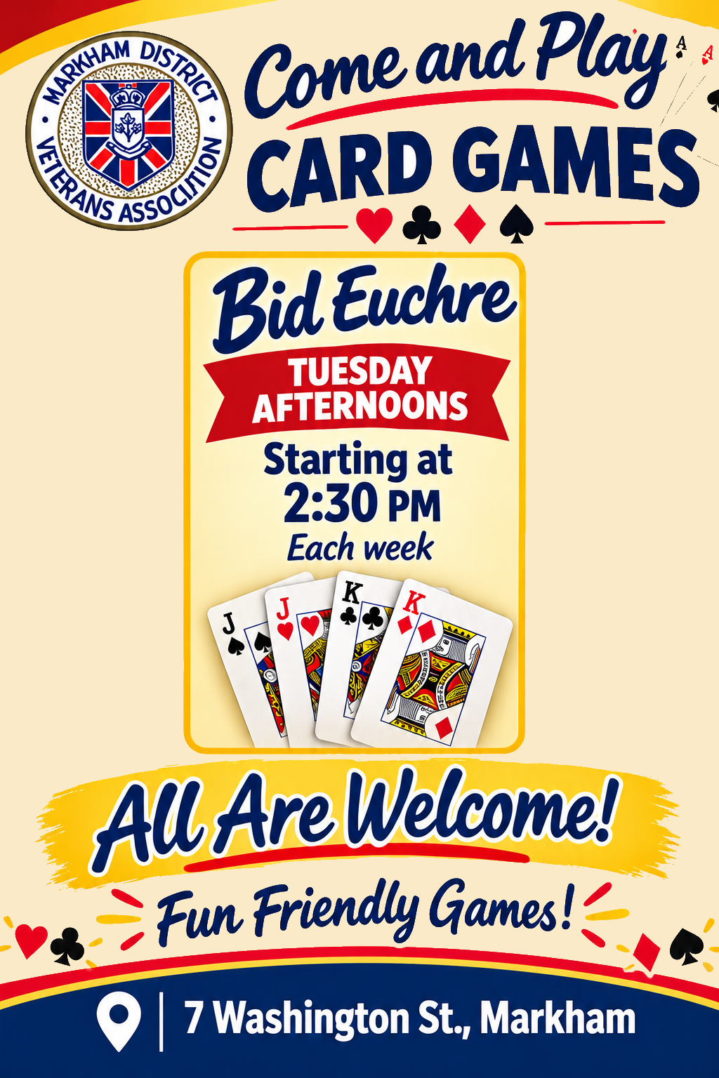 Card Games - Bid Euchre Every Tuesday at 2:30pm