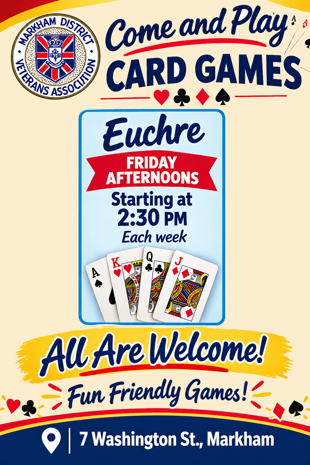 Card Games - Euchre Every Friday at 2:30pm
