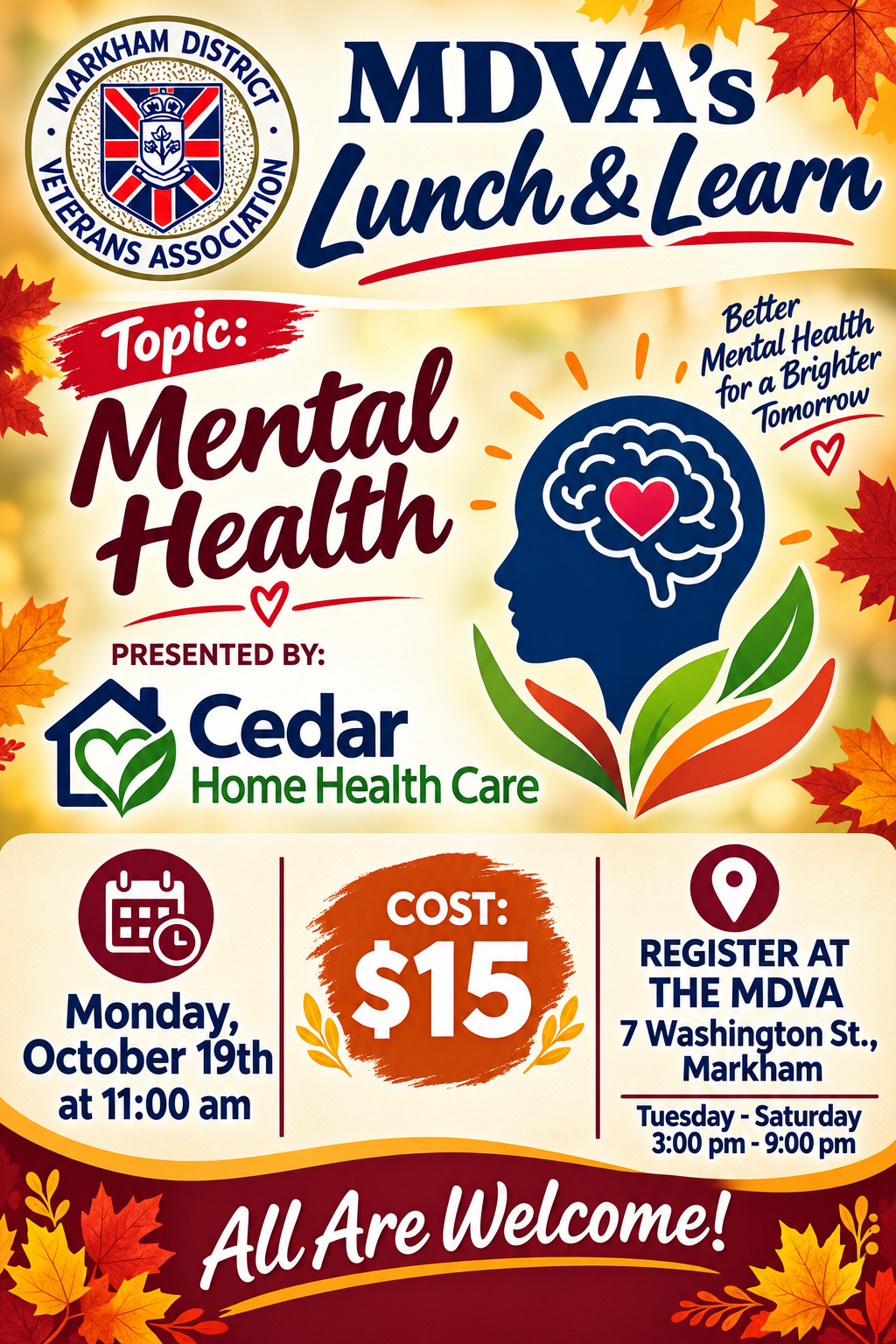 Lunch and Learn: Mental Health - Monday, October 19th